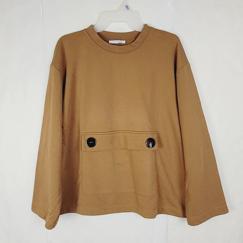 Zara brown oversized pocket sweatshirt women's size small